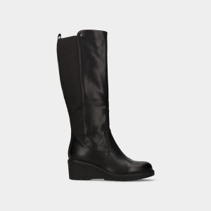 BOTA DE CUNHA E CANO ALTO COM ELÁSTICO FECHO