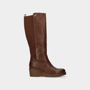 BOTA DE CUNHA E CANO ALTO COM ELÁSTICO FECHO