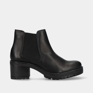 BOTA EM PELE ESTILO CHELSEA DE SALTO COM ELÁSTICOS