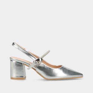 SAPATO MULE DE SALTO COM ELÁSTICO E FIVELA