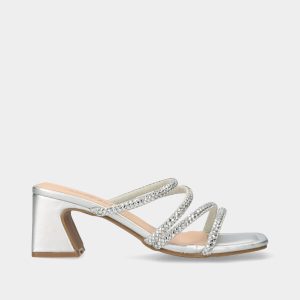 CHINELO MULE DE SALTO COM TIRAS EM CRISTAIS US